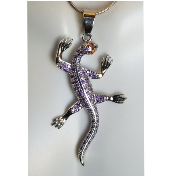Jewelry - Genuine Amethyst Pave Lizard with Fire Garnet Eyes